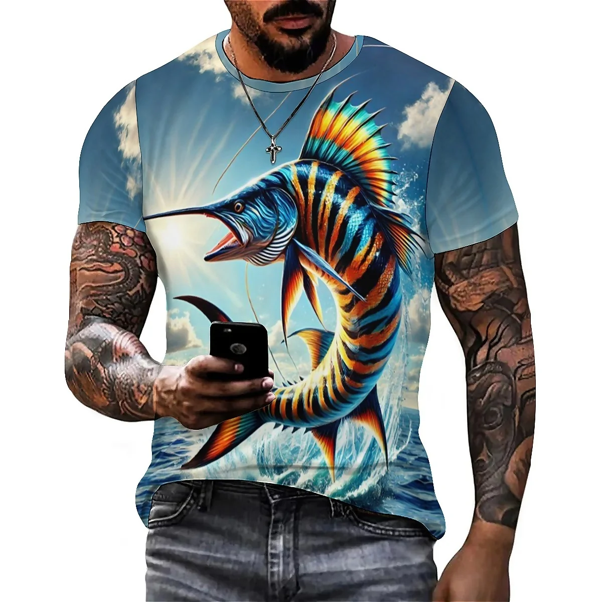 Holiday Costume All-Season Tie-Dye Men's 3D Printed Short-Sleeve T-Shirt - Student Casual Top