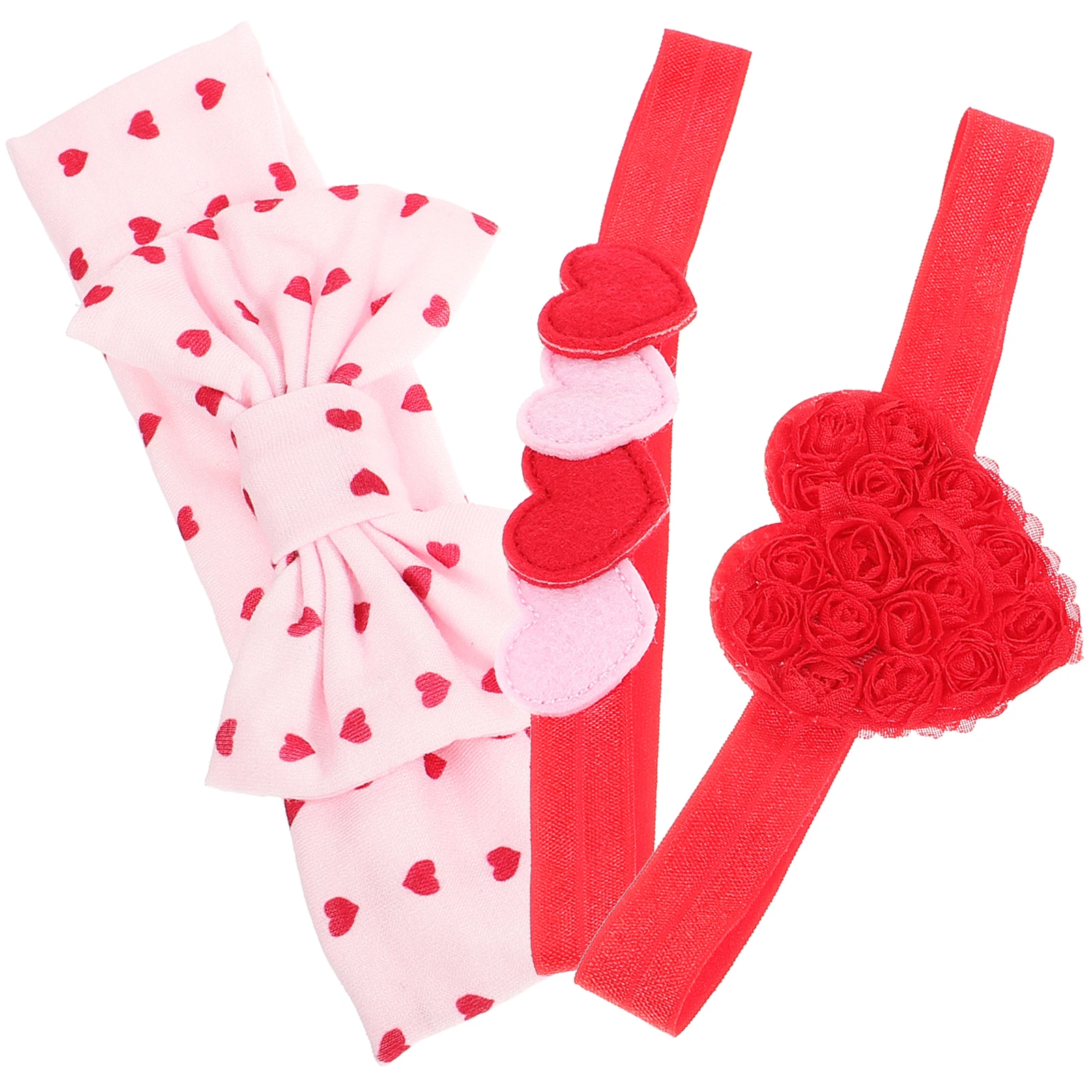 

3pcs Love Rose Headbands Baby Girl Hair Accessories Cute Newborn Toddler Party Wear Comfortable Fabric Design for Infant