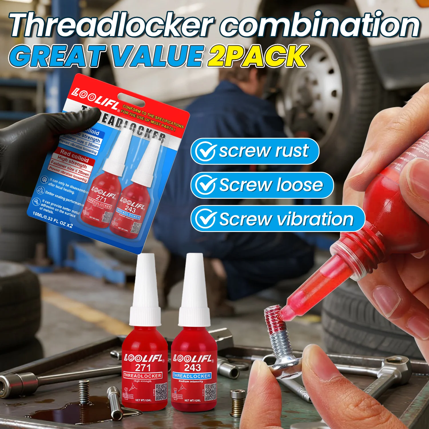 Novos fixadores de rosca atualizados, de resistência média e alta, resistentes à água e à vibração, com várias opções para vários cenários.