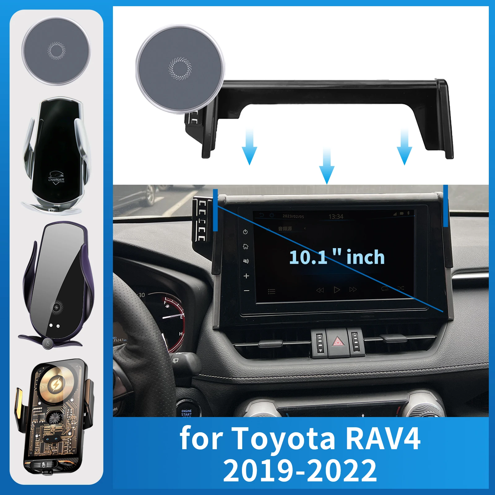 

for Toyota RAV4 2019~2022 XA50（10.1in） Car Phone Holder Screen Fixed Navigation Bracket Base Wireless Charging