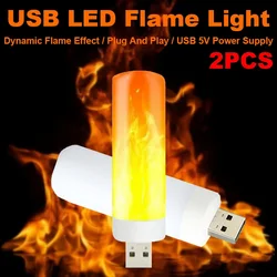 1 2PCS USB Flame Light LED Night Lights Flashing Flame Effect Lamp 5V Candle LED Atmosphere Lamp For Power Bank Camping Lighting