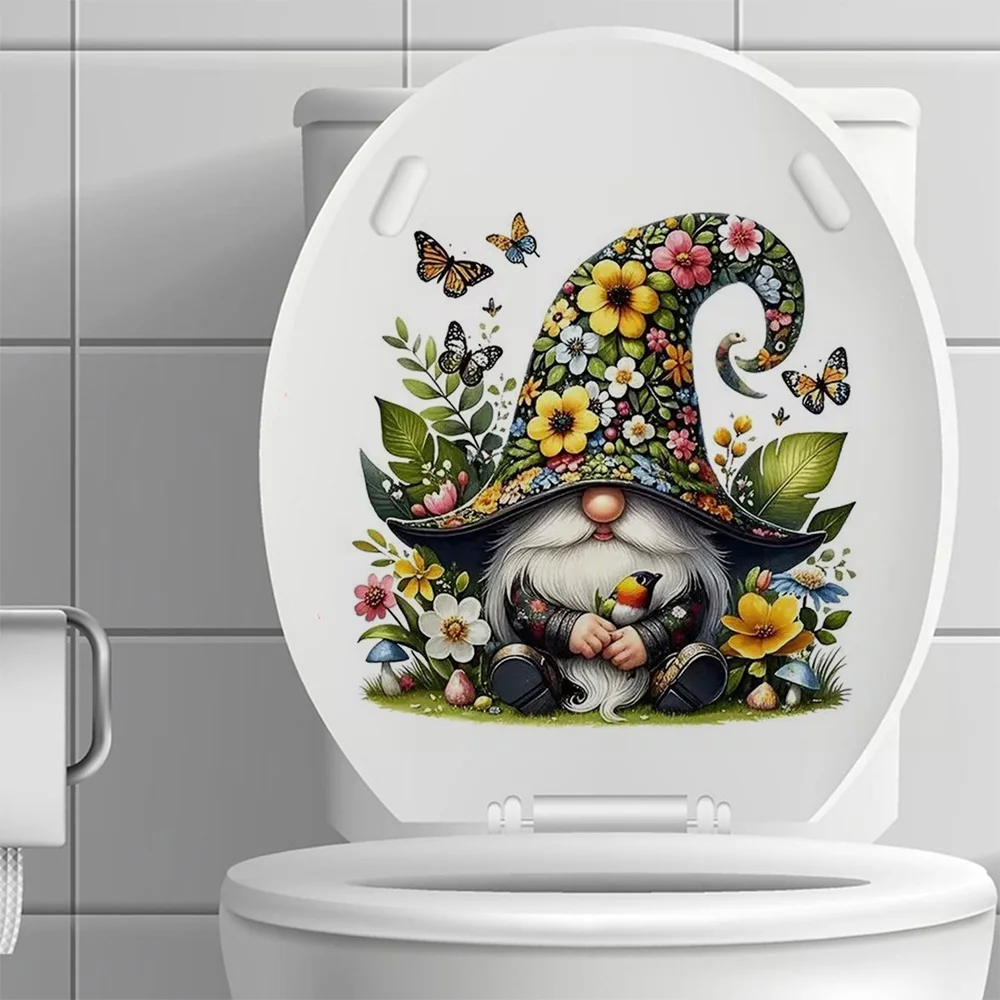 

Garden Gnome & Butterfly Vinyl Stickers, Waterproof Vinyl Material, Ideal for Toilet, Home , Refrigerator, Car, Window, Wall