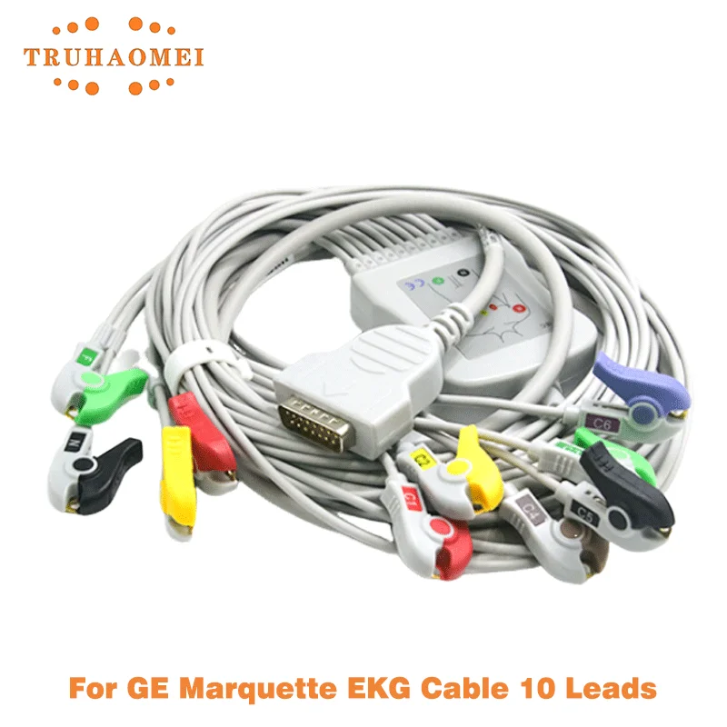 

10 Leads EKG Cable ECG Cable For GE Marquette MAC500 MAC1100 MAC1200 IEC Standard with Grabber or Clip