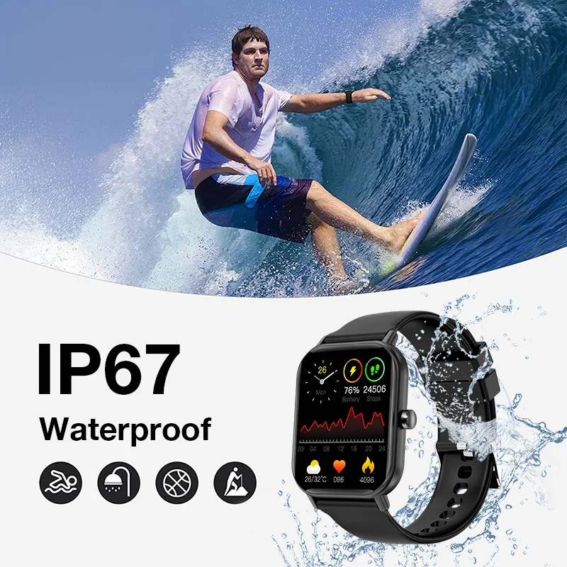 KHwatch GTS Man Watches 1.83"Large Screen Bluetooth Call Message Reminder  IP67 Sports Waterproof Watches For Boy Teen Man Kids