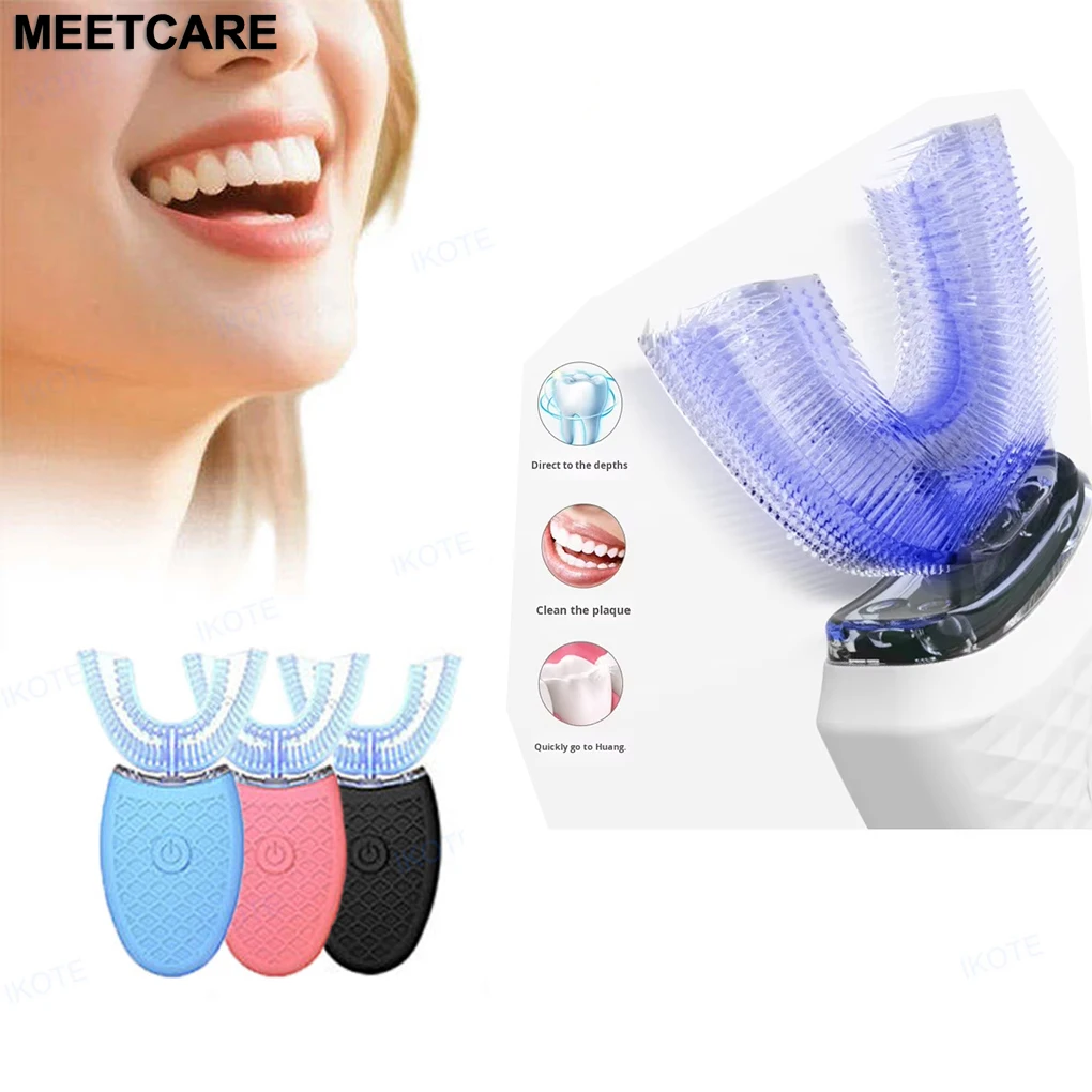 U-Type Toothbrush Electric Sonic Oral Care Teethbrush 360 Degrees Intelligent Silicon Head with USB Charge Waterproof Tooth Tool