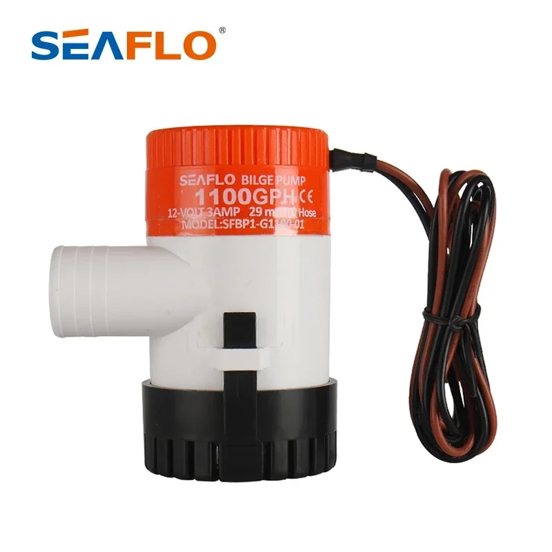 Seaflo Submersible 12V Boat Bilge Water Pump 1100gph Non-Automatic Marine Yacht Electric Bilge Pump with Anti-Airlock Protection