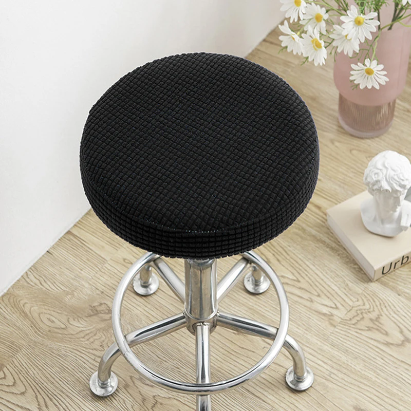 Round Chair Cover Removable Stool Bar Stool Cover Stretch Chair Slipcover Solid Anti-Dirty Washable Seat Cushion Protector