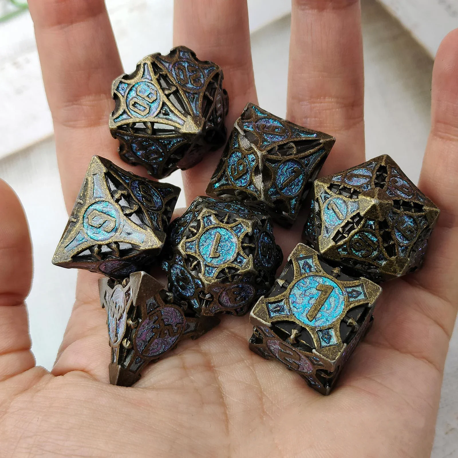 7PCs Metal For Dnd Dice OCO Polyhedral D&D DND Dungeons And  For Dragons Role Playing Game MTG Rpg Rol Pathfinder Board Games