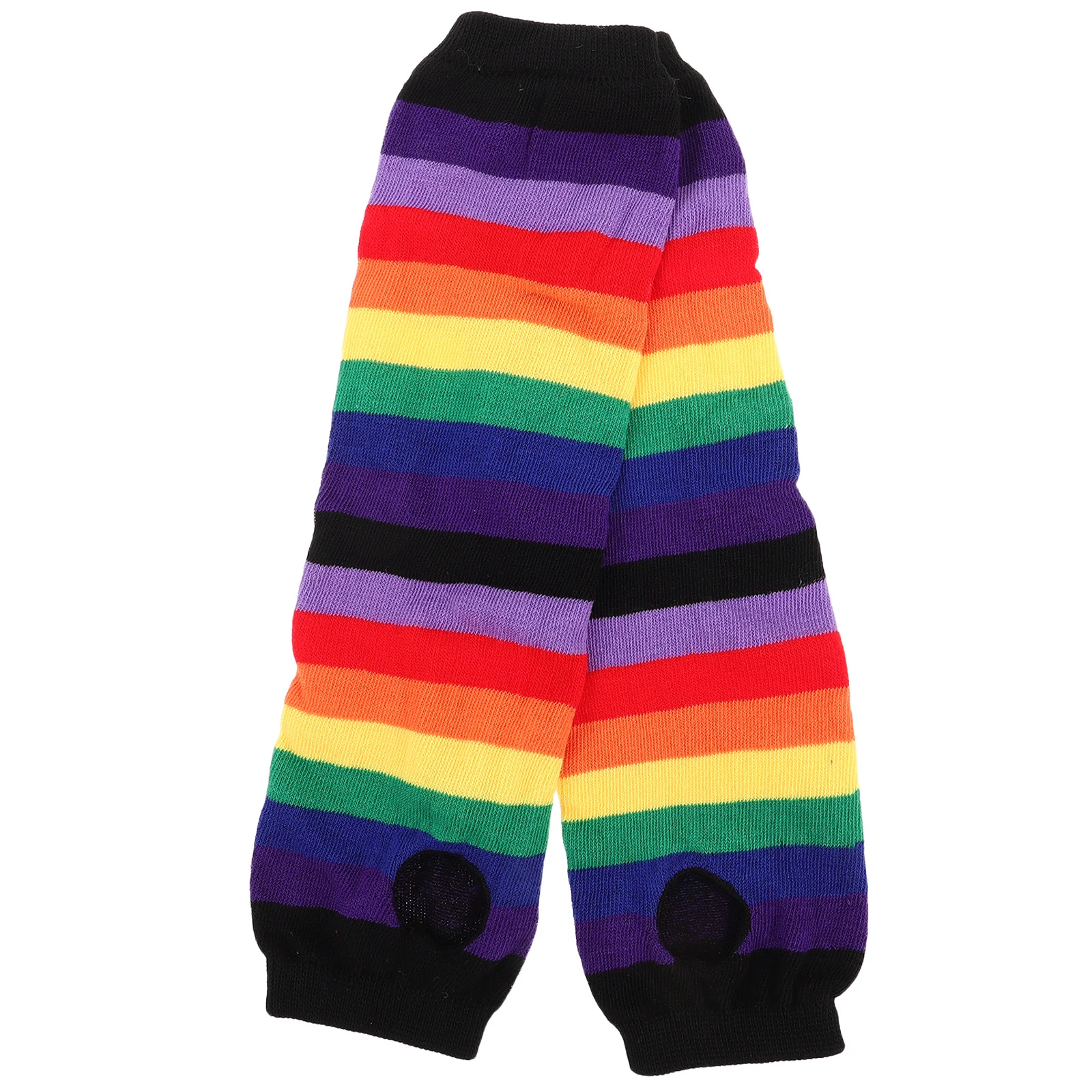 

1Pair Rainbow Knitted Fingerless Gloves Soft Cozy Warm Winter Arm Warmers Party Costume Accessories
