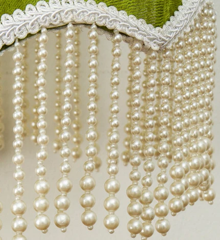 Vintage Copper Base and Fringed Shade Velvet Lampshade for Table