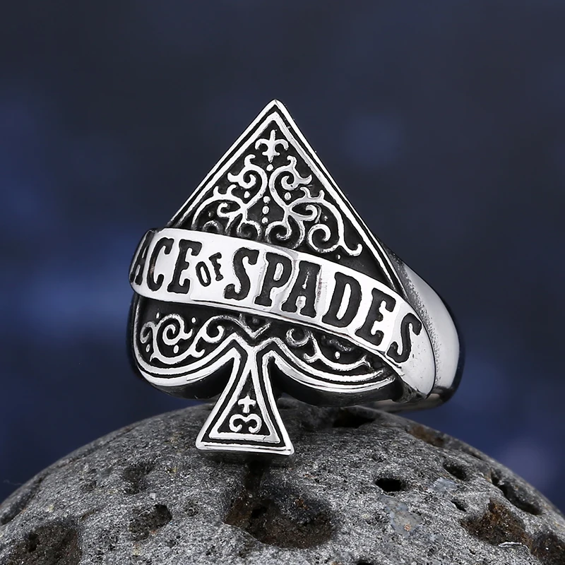 New Creative Design High Quality Ace Of  Spade Playing Card Ring For Men Punk Hip Hop Dropshipping  Jewelry