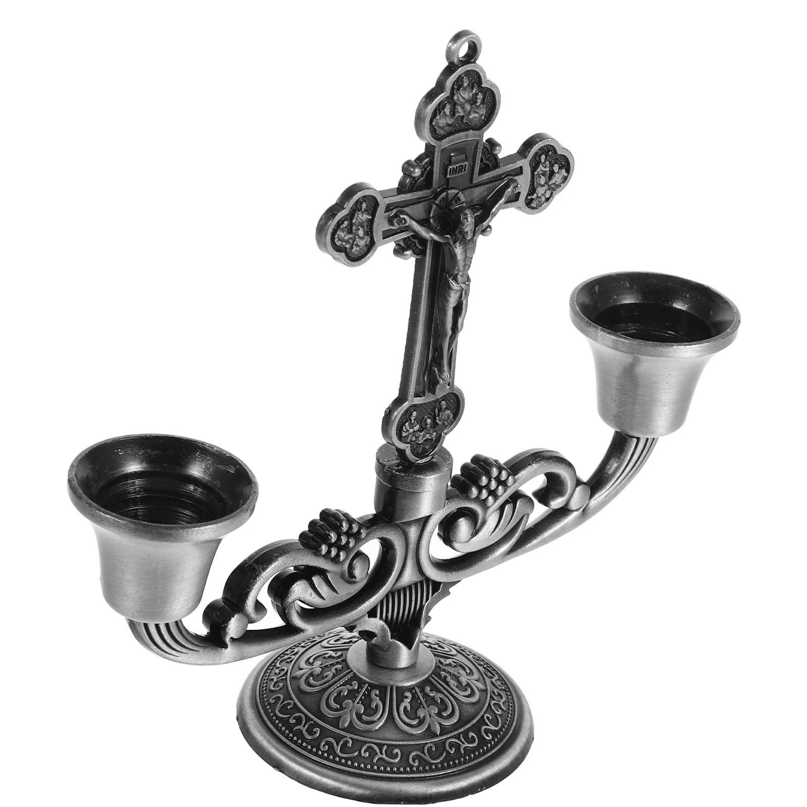 

Cross Design Holder Zinc Alloy Vintage Style for Tabletop Decor Candlelight Dinner Tea Light Holder Ornament
