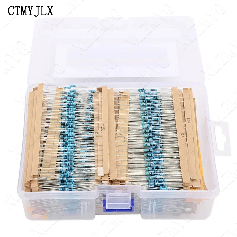 2600pcs/lot 130 Values 1/4W 0.25W 1% Metal Film Resistors Assorted Pack Kit Set Lot Resistors Assortment Kits Fixed Resistor Kit