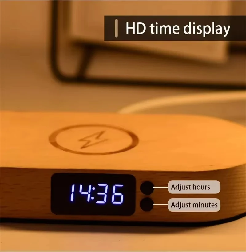 

Smart Desk Lamp Cordless Night Lamp Bedside Lamp Light Emitting Diode Lighting Desktop Alarm Clock Wireless Charging Light