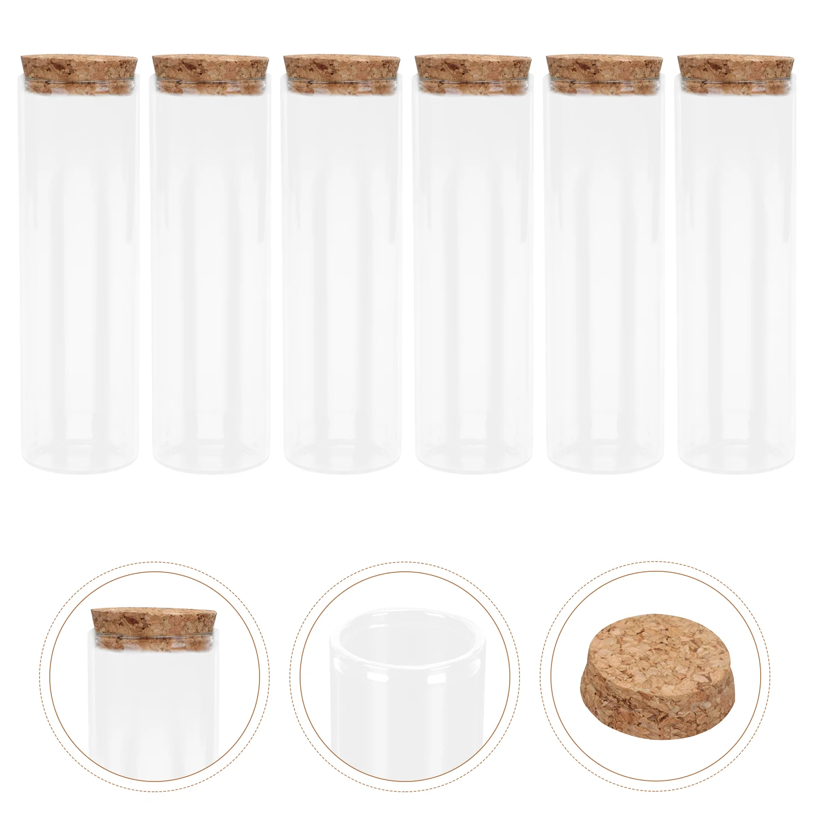 6 Pcs Cork Glass Bottle Reagent Bottles Mini Wish Candy Jar Test Tubes with Transparent Liquid Flower Powder Storage