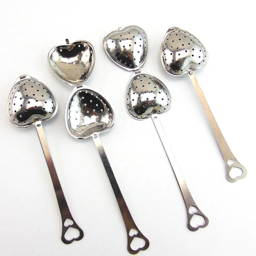 

10pcs Tea Filter Long Grip Stainless Steel Mesh Heart Shaped Tea Strainer Spoon Tea Infuser Spoon heart shaped tea infuser