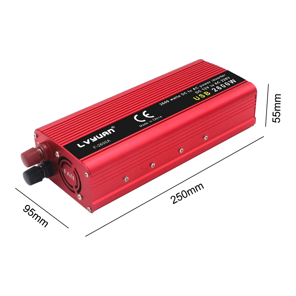 Inverter DC12V/24V to AC220V 1000W/1500W/2600W Car voltage transformer USB Charger Auto converter Modified Sine Wave