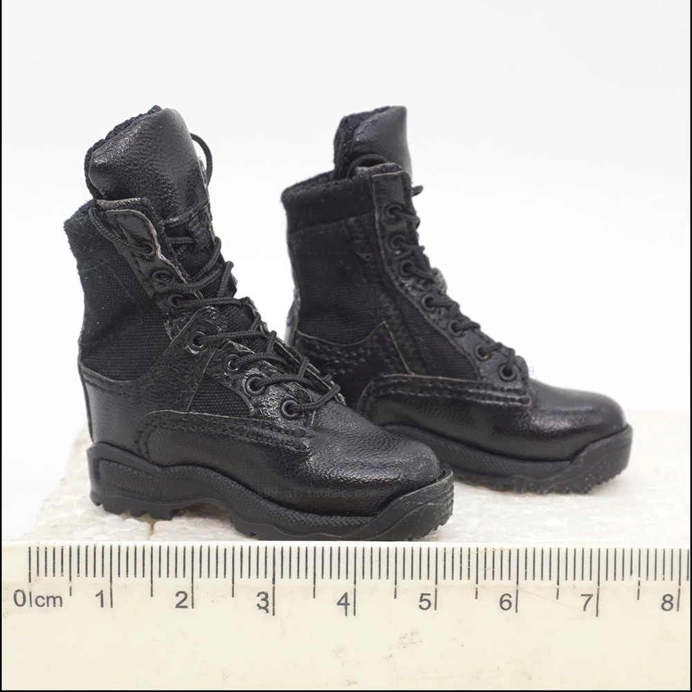 1/6 EKUAZ STUDIO EKS07 Korea Movie THE GAME GUARD Military Solid Black Boot Shoe With Connector Fit 12