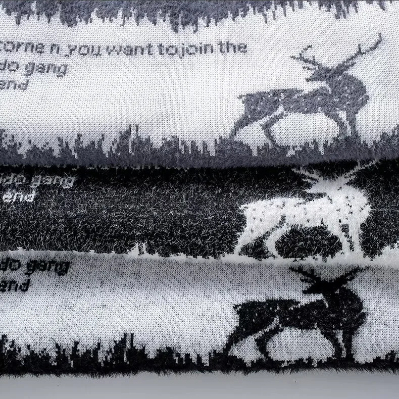 عيد الميلاد الغزلان سترة الرجال كبيرة وطويلة مريحة الاكريليك تريكو بلوفر شتوي ندفة الثلج الرنة نمط حفلة عيد الميلاد عادية #5