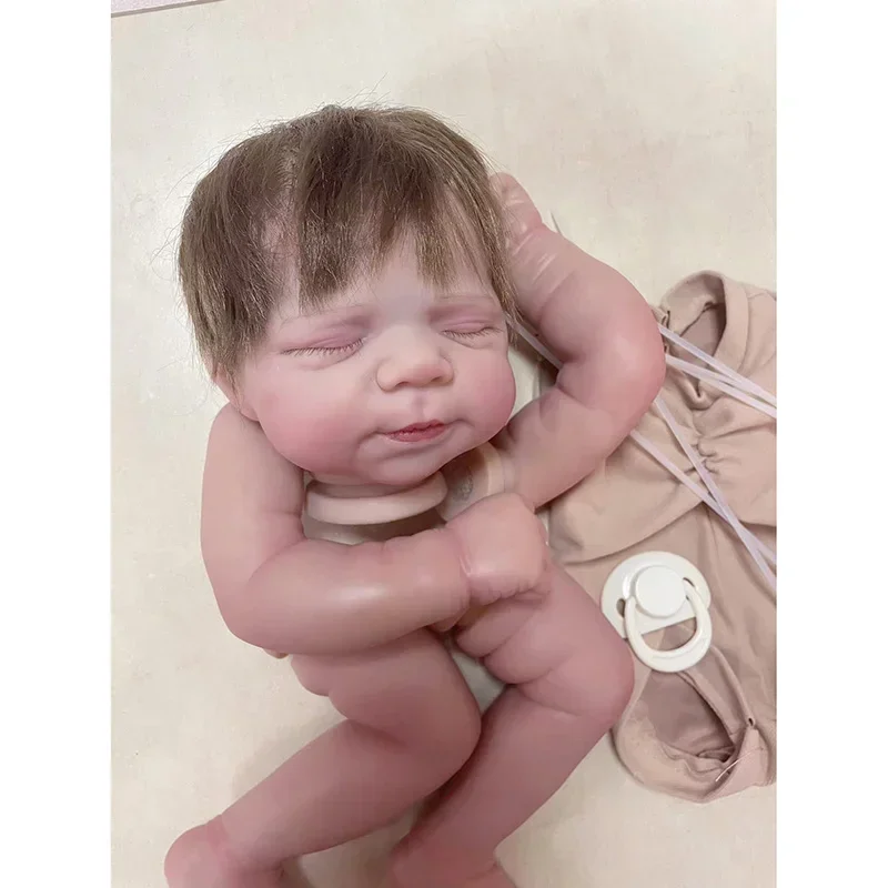 19inch Already Painted Reborn Doll Kit Pascale with Rooted Hair Bebe Reborn Doll Parts with Body and Eyes Visible Veins