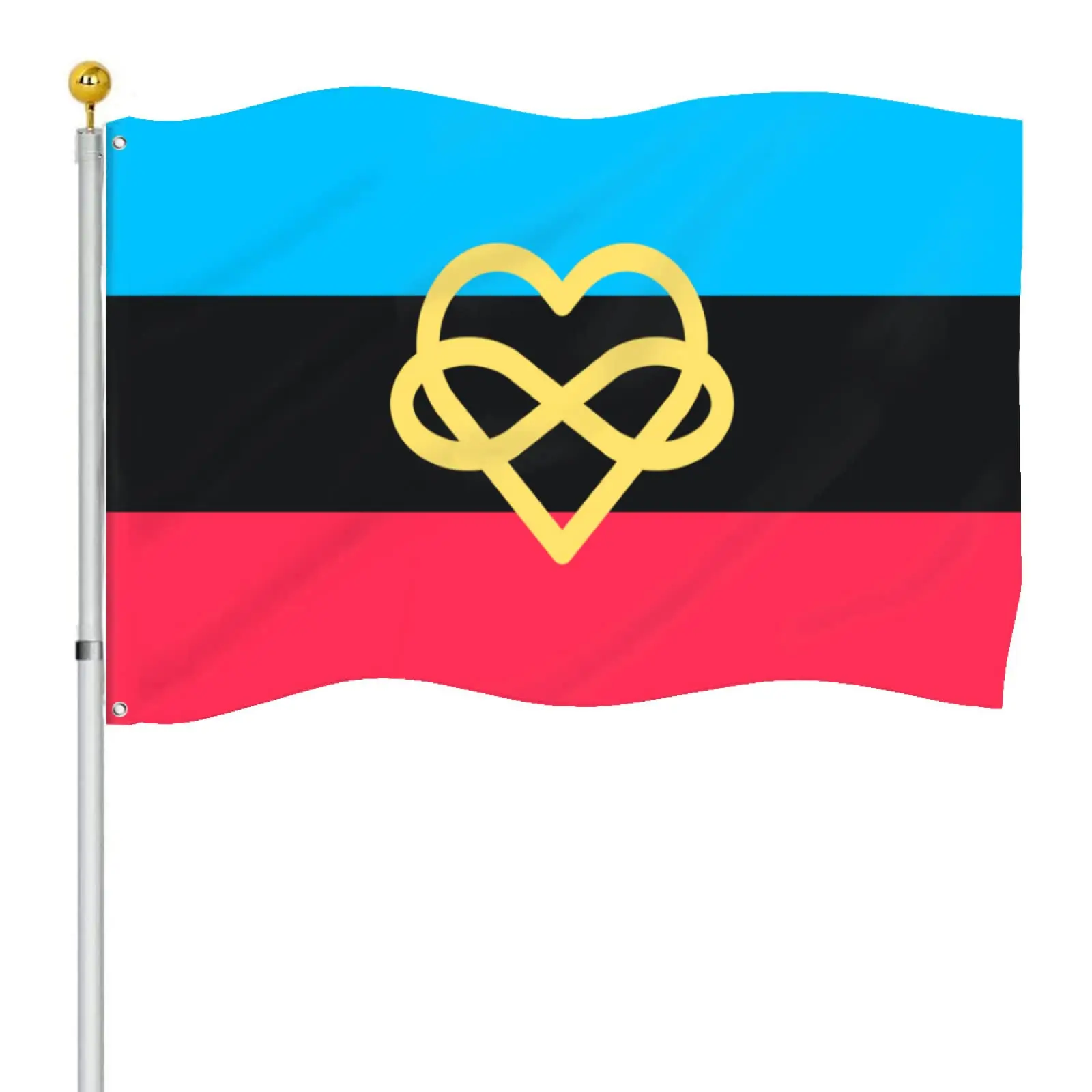 Flagnshow 100% Polyester Heart Polyamory Flag