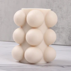 3D Geometric Cylinder Candle Silicone Mold Bubble Ball Column Craft Scented Candle Gypsum Mould Resin Making Tool Desktop Decor