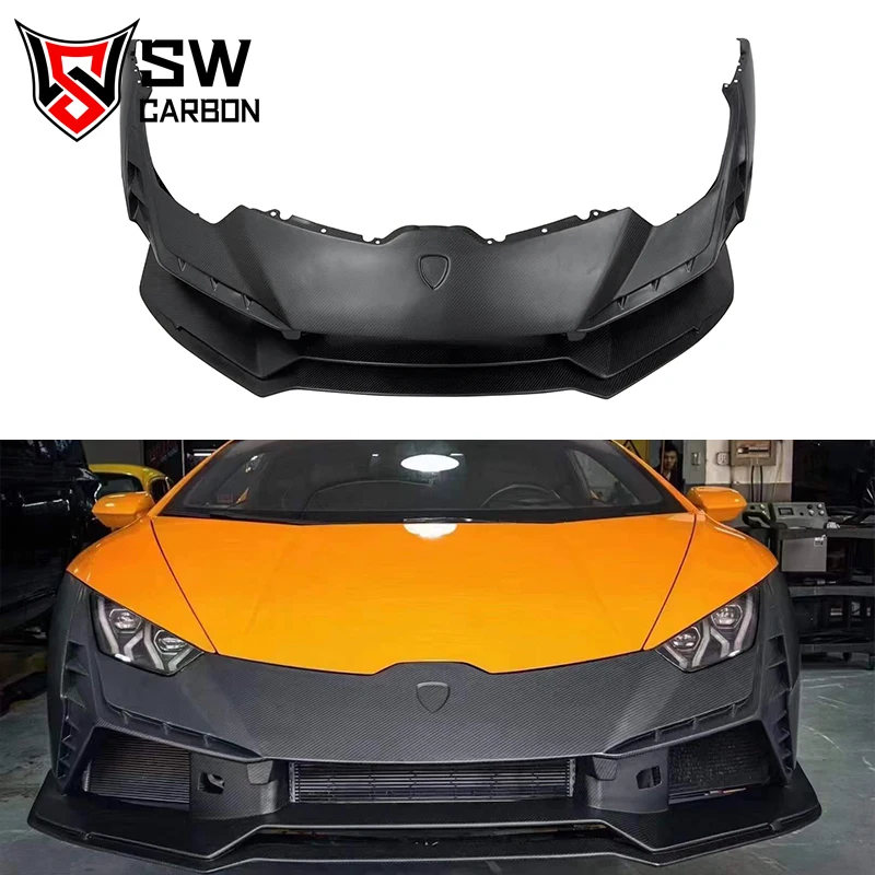 Dry Carbon Fiber Tecnica Style Front Bumper Car Accessory For Lamborghini Huracan LP580 LP610 EVO Front Bumper Replacement