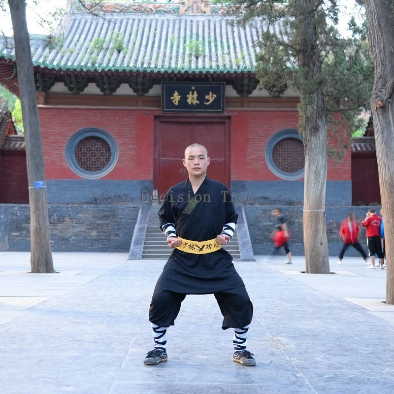 2025 long sleeved shaolin temple monk daily costume chinese kungfu stage performance uniform daily martial arts training clothes