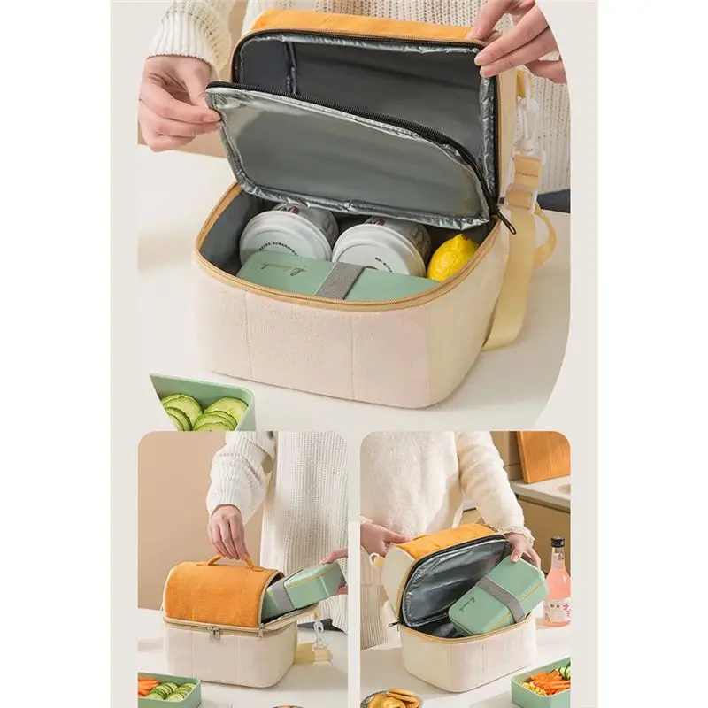 ABRE-Insulated Lunch Bag Reusable Lunch Box Cute Toast Leakproof Cooler Food Lunch Tote Bags With Adjustable Shoulder Strap