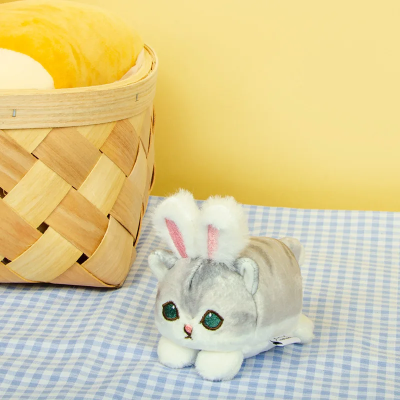 10 ซม.ของแท้ Mofusand ตุ๊กตาพวงกุญแจจี้การ์ตูน Shark Cat นอนลง Cross-Dressing Series กระเป๋าจี้ของขวัญวันเกิด