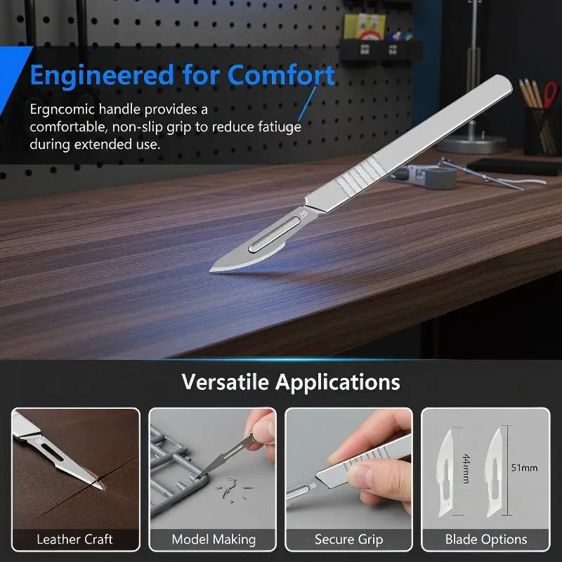 @*Industrial Carbon Steel Scalpel Blades Handle Scalpel For Biology Anatomy Practicing DIY Cutting Tool PCB Repair Sculpting