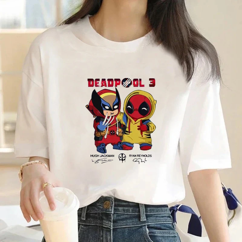 Deadpool and Wolverine Same Deadpool Marvel Movie Peripherals Clothes Short Sleeve T-Shirt Half Sleeve Men and Women