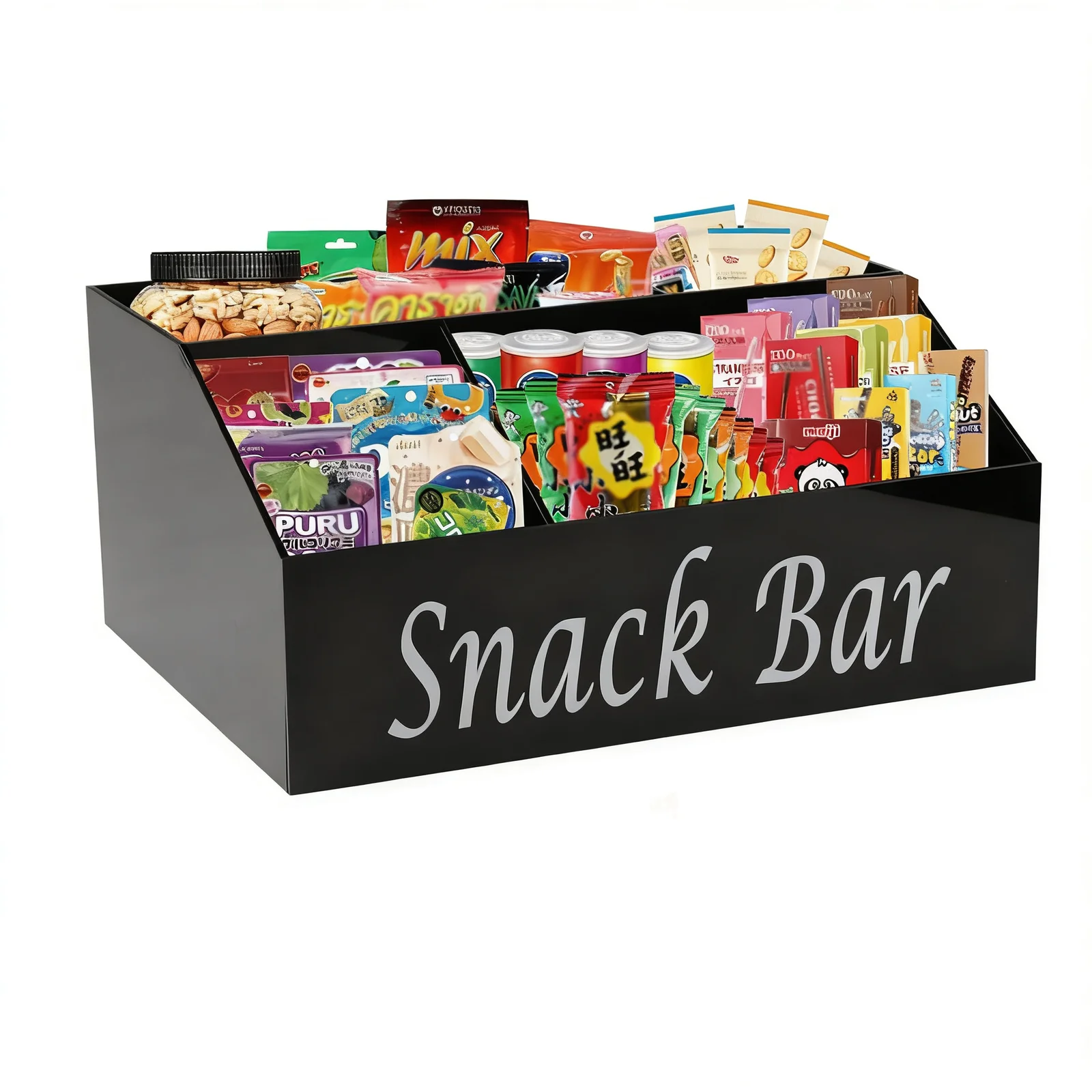 Acrylic Snack Organizer Space Saving Four Compartment Container Clear Acrylic Construction