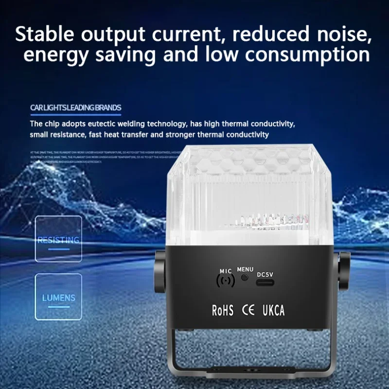 ديسكو مصابيح حفلات RGB ديسكو ستروب المرحلة العارض 2 في 1 تأثير الديسكو والضوء الليلي مزامنة الموسيقى للمنزل الرقص عيد ميلاد ديكور #5