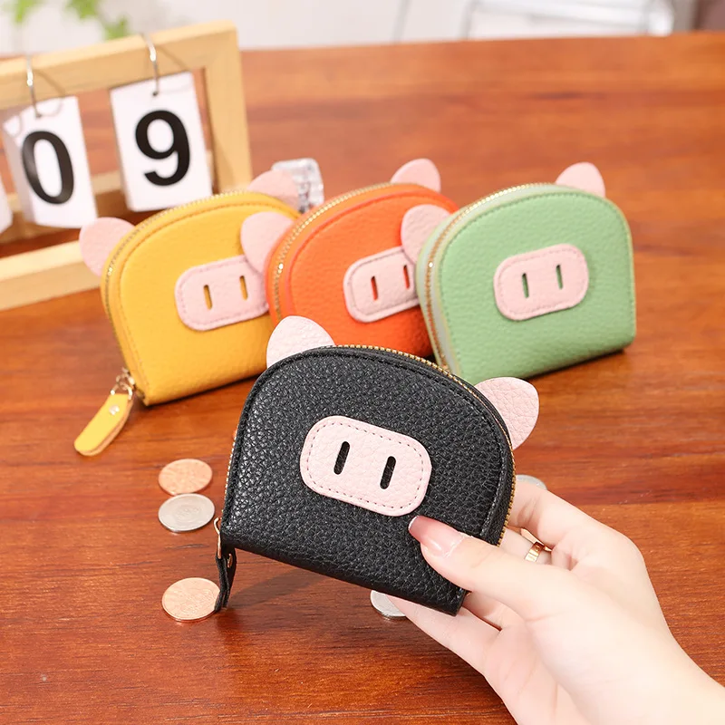 Organ card bag ladies cartoon cute piglet card holder multi-slot large capacity certificate zipper coin purse