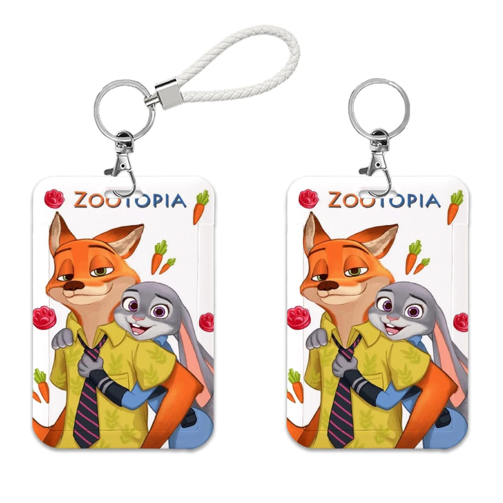 Work Card Holder Disney Zootopia Name Badge Holder with Keychains Student Id Card Lanyard Holder Accessories