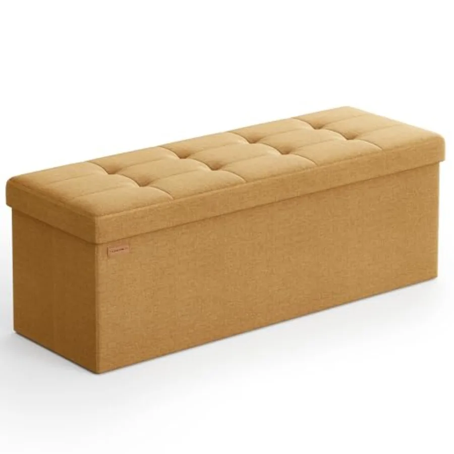 

Mazie Collection - Storage Ottoman Bench 43 Inches Folding Foot Rest Stool End of Bed Bench Easy Assembly for Living Room Bedro