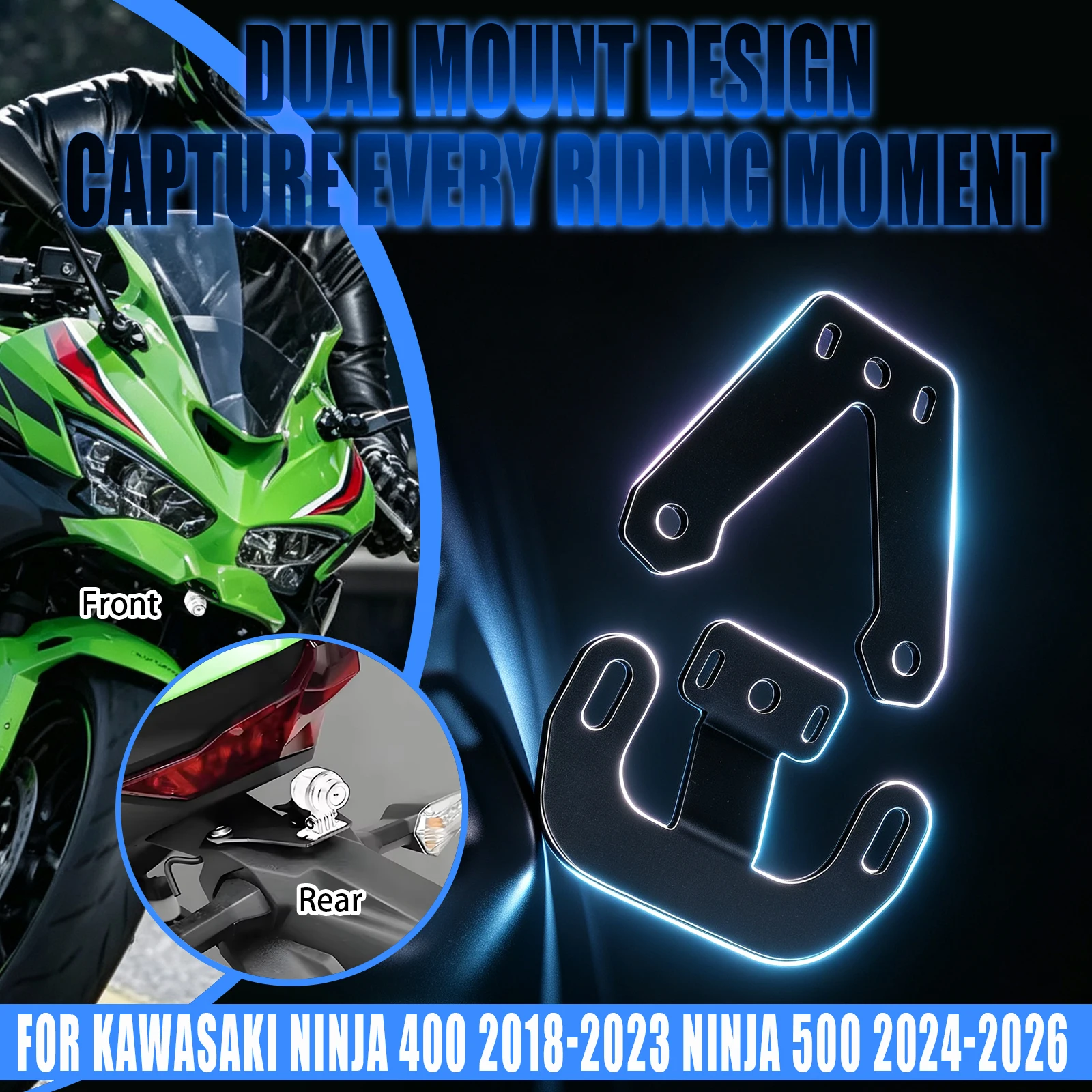 For Kawasaki Ninja 400 2018-2023 Ninja 500 2024-2026 Motorcycle Front And Rear DVR Data Logger Navigation Bracket Holder