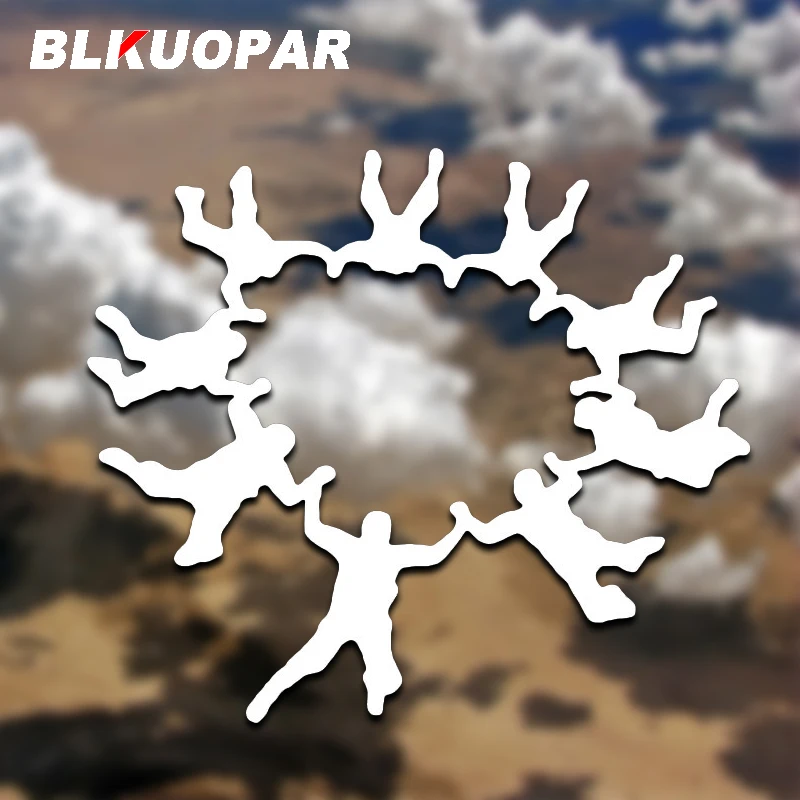 BLKUOPAR Multiple People Skydiving  Form A Circle Car Stickers Personality Waterproof Die Cut Trunk Windshield Car Accessories