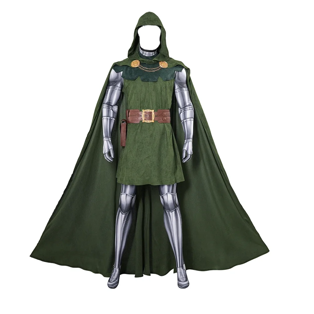 Disfraz de Doctor Doom para hombre, disfraz de película Victor Von Doom, mono, capa, Tops, uniforme de juego de rol de superhéroe, traje de fiesta de Halloween