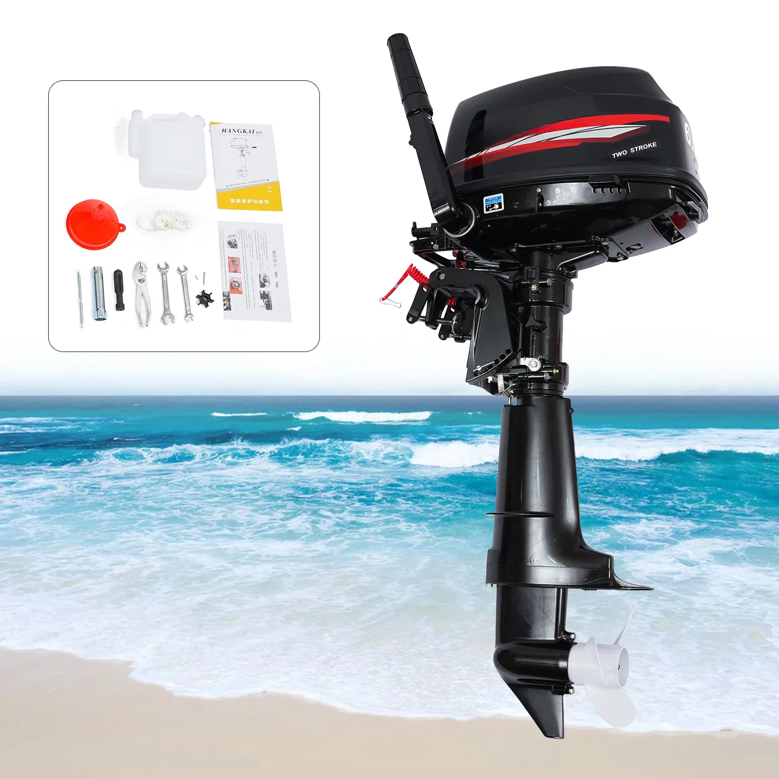 2 Stroke Motor Fishing Boat Engine Water Cooling CDI System Outboard Machine 6HP Short Shaft Petrol Engine