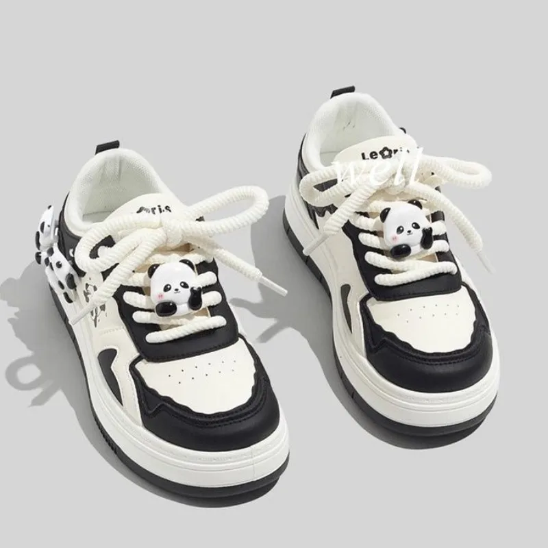 Panda Platform Sneakers Kawaii Women Shoes Tennis Female Casual Vintage Vulcanize Black White Cute Sports Flats Lolita Footwear