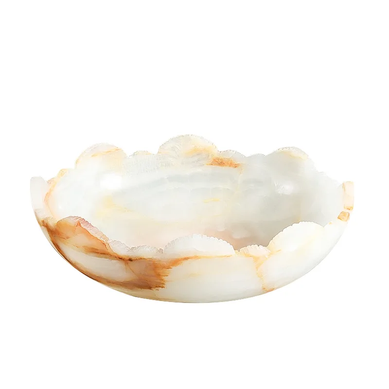 Light luxury natural jade fruit plate Light luxury advanced storage decorative ornament Model room Living room entrance coffee t