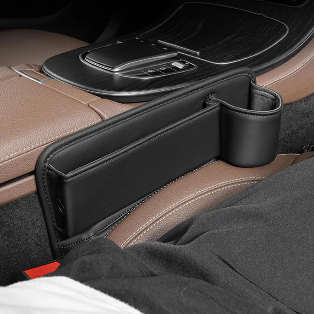 Car Gap Organizer Car Slot Box con portaborraccia Versatile in ecopelle Car Seat Gap Organizer Automotive Storage