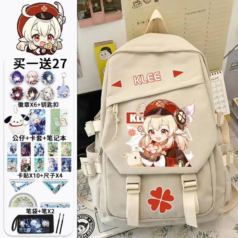 

2024 Genshin Impact Klee Venti Xiangling Game Anime Unisex Primary Middle School Students Large Capacity Double Shoulder A