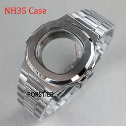 Cajas de reloj de 40mm, cristal de zafiro cuadrado 316L para Nautilus Seiko nh34 Nh35 Nh36, movimiento modificado, esfera de 29,8mm resistente al agua