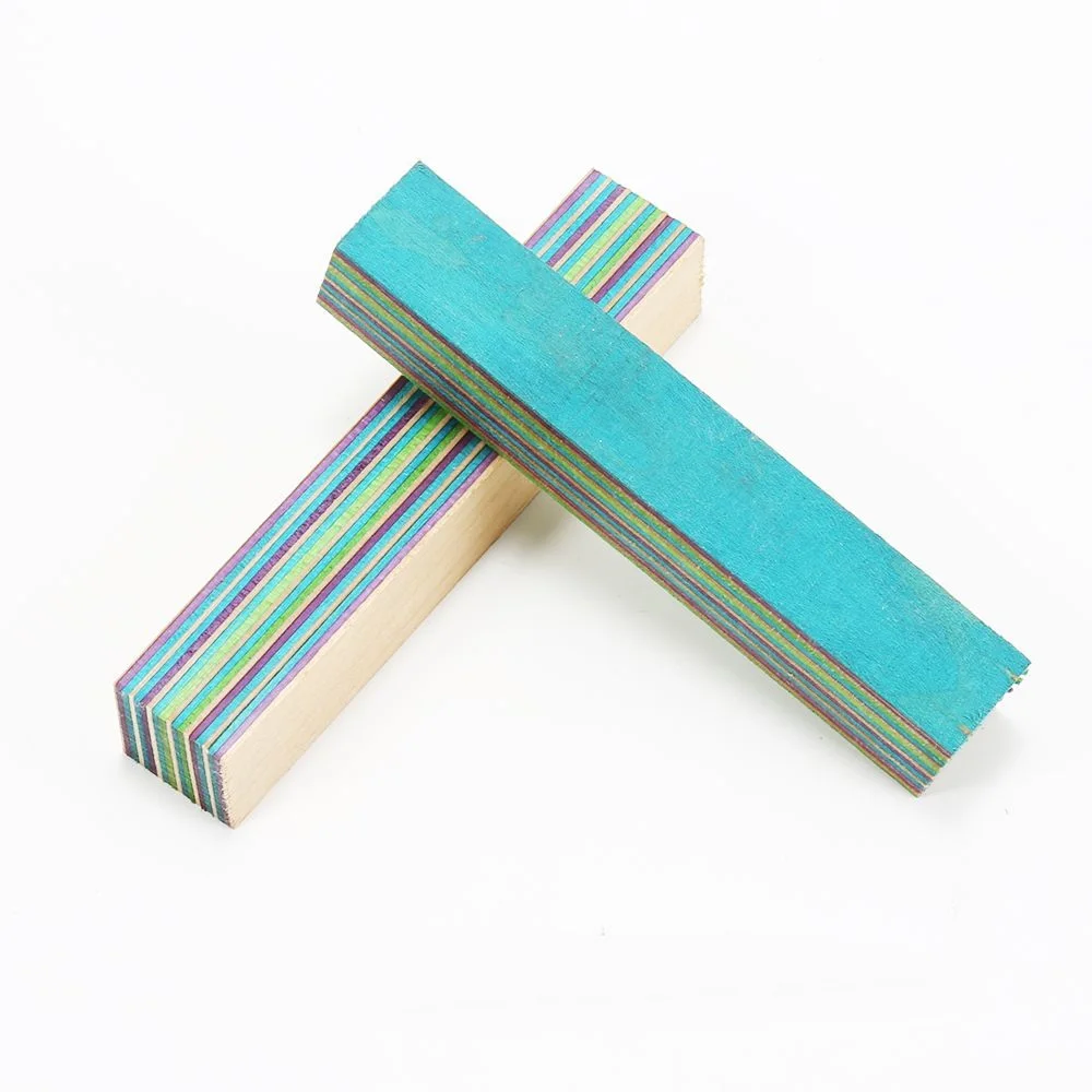 Colored wood Colored Solid Wood Multi-layer Compressed Wood Pen Knife Handle Buddha Bead Carving Materials Colorful Material image 3