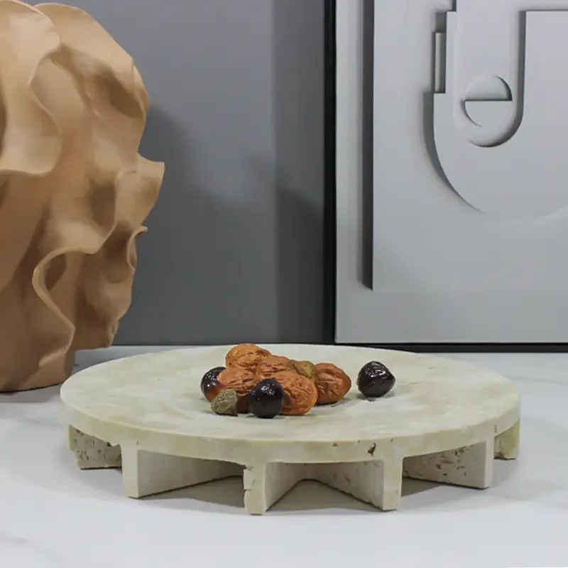 Simple Modern Black Marble Texture Resin Tray Ornament, Model Room Dining Table Storage Fruit Plate Ornament