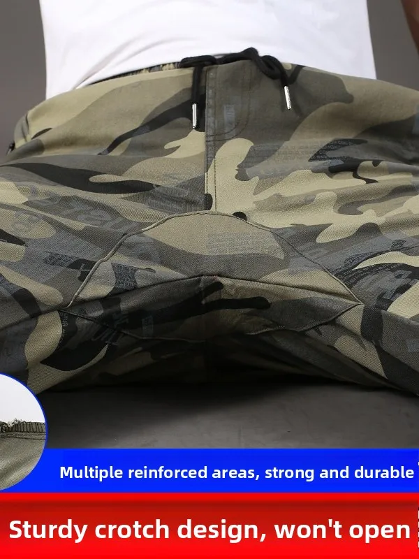 

Pure Cotton Elastic Workwear Trousers Extra Large Size Loose Fit with Crotch Reinforced Wear-Resistant Youth School orm