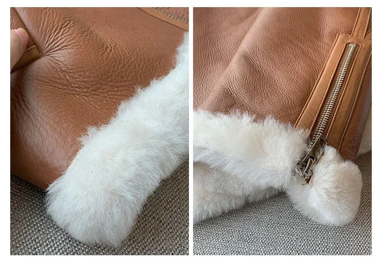 Real Fur Coat Luxury 2024 Winter Warm Womens Fur Coat Genuine Leather Jacket Short Fur Coats Sheepskin Jackets Casaco Feminino S